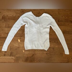 Loft Twist Open Back White Knit Chunky Sweater Size XXSP